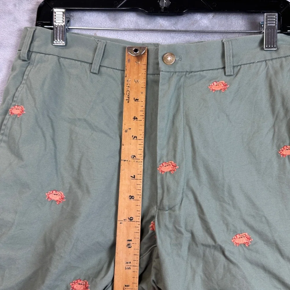 J. McLaughlin Mens Sage Green Embroidered Crab Chino Shorts 100% Cotton Size 35